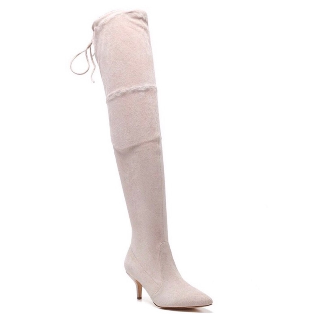 Mackin J Nude Vegan Suede Over the Knee Boots